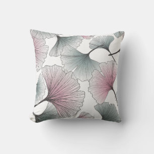 Coussin Gingko biloba dessiné à la main.