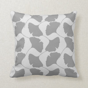 Coussin Ginkgo biloba gris cascadant moderne gris de