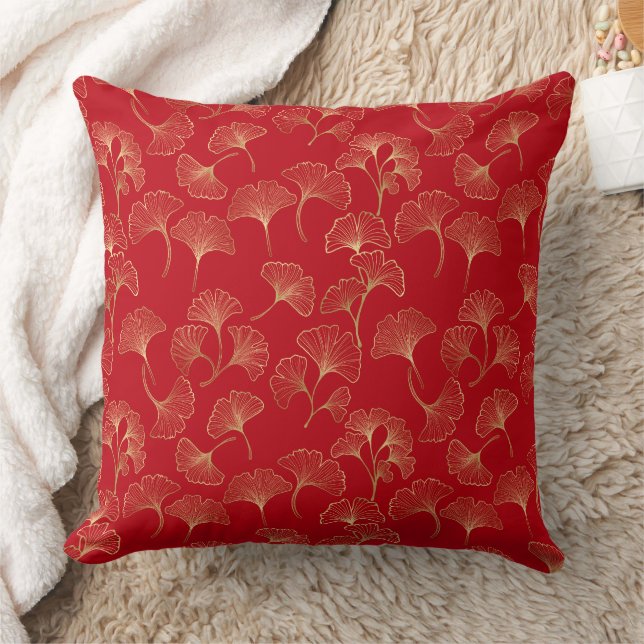 Coussin Ginkgo d'or d'automne en rouge pour un cadre de vi (Couverture)