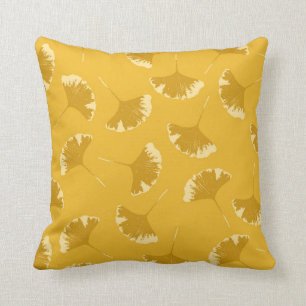 Coussin Ginkgo Feuille motifs floraux sur l'ocre jaune