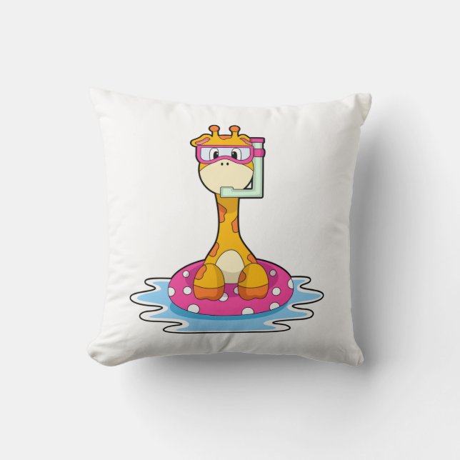 Coussin Girafe à la natation avec tuba (Recto)