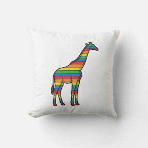 Coussin Girafe Arc-en-Ciel Gravure Vintage Design Vectorie