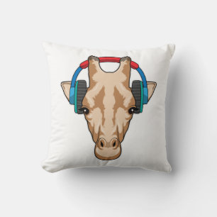Coussin Girafe at Music with Headphone