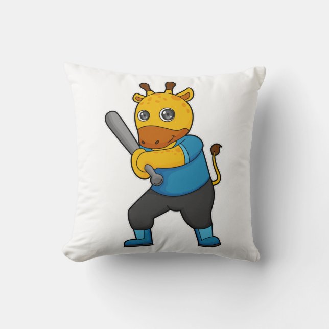 Coussin Girafe au baseball avec batte de baseball (Recto)
