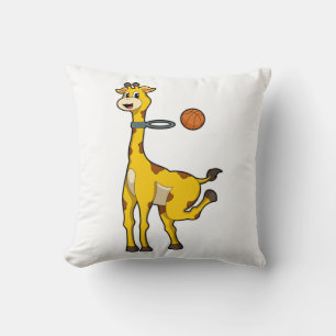 Coussin Girafe au basket-ball avec cerceau de basket-ball