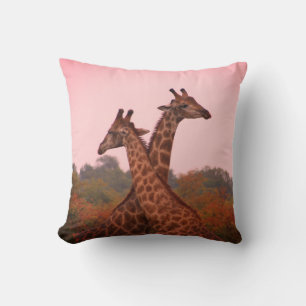 Coussin Girafe au ciel rose et mopani