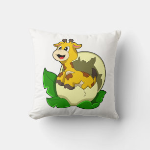 Coussin Girafe aux feuilles et oeufs