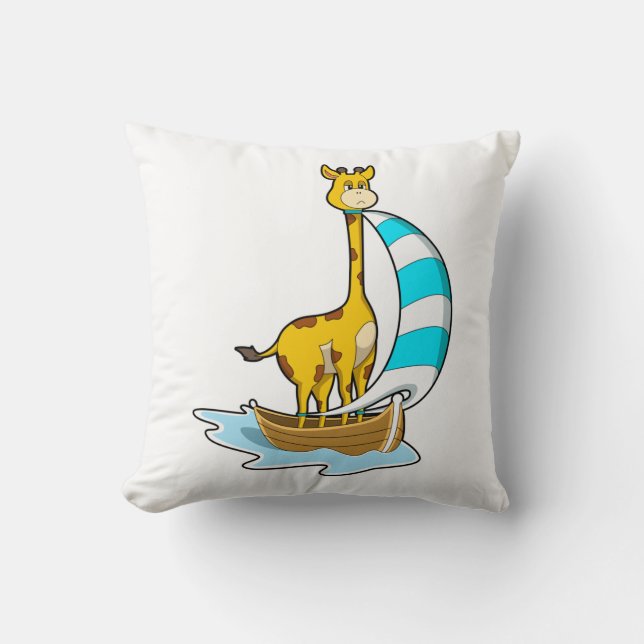 Coussin Girafe avec voilier (Recto)
