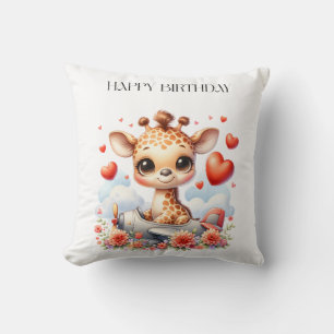 Coussin Girafe Avion Anniversaire