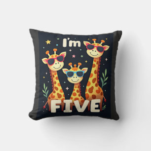 Coussin Girafe Cool 5ème Fête d'anniversaire 5 ans Tout-pe