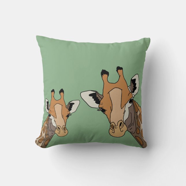 Coussin Girafe Drôle Vert (Recto)