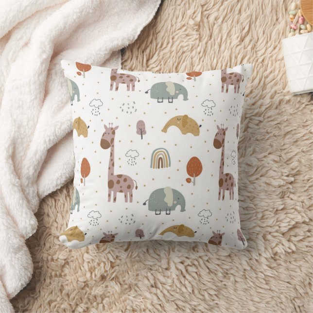 Coussin Girafe et bébé éléphant (Couverture)