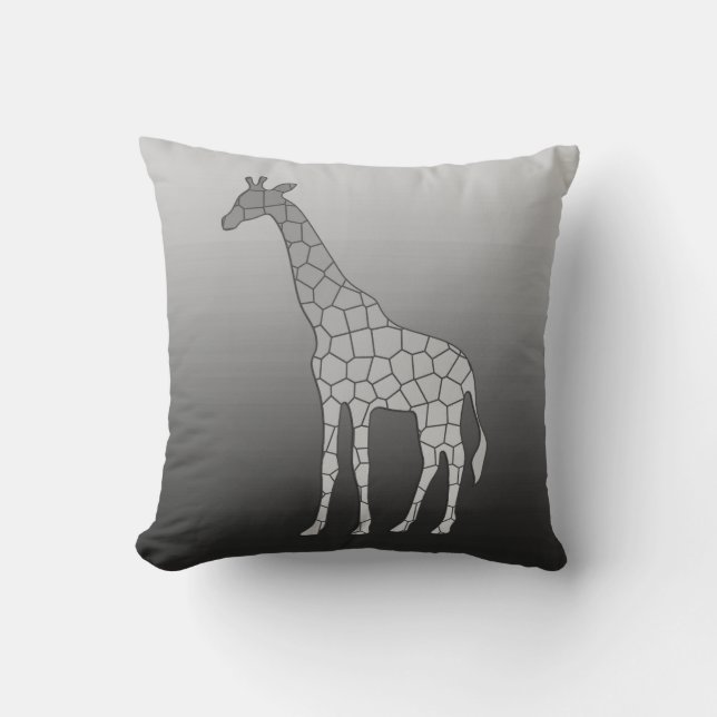 Coussin Girafe géométrique moderne, gris argenté/gris (Recto)