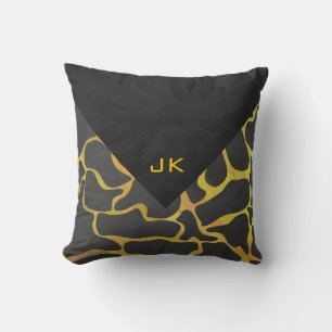 Coussin Girafe Impression Noir et Jaune