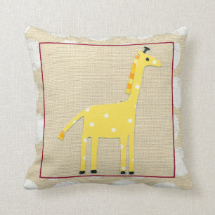 Coussin Girafe jaune avec Pois blancs