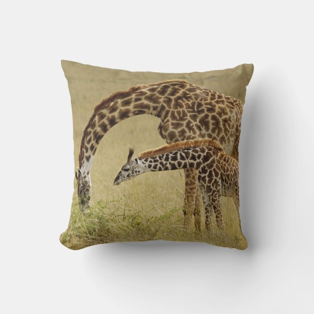 Coussin Girafe maasaï mère et bébé, Giraffa (Recto)