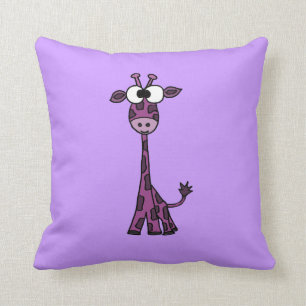 Coussin Girafe pourpre drôle