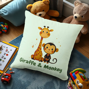 Coussin Girafe & Singe Décor de la jungle pour enfants