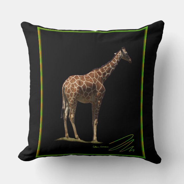 Coussin Girafe sur fond noir (Recto)