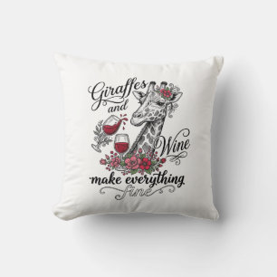 Coussin Girafes Et Vin Dessin De T-Shirt Gravure Vintage_1