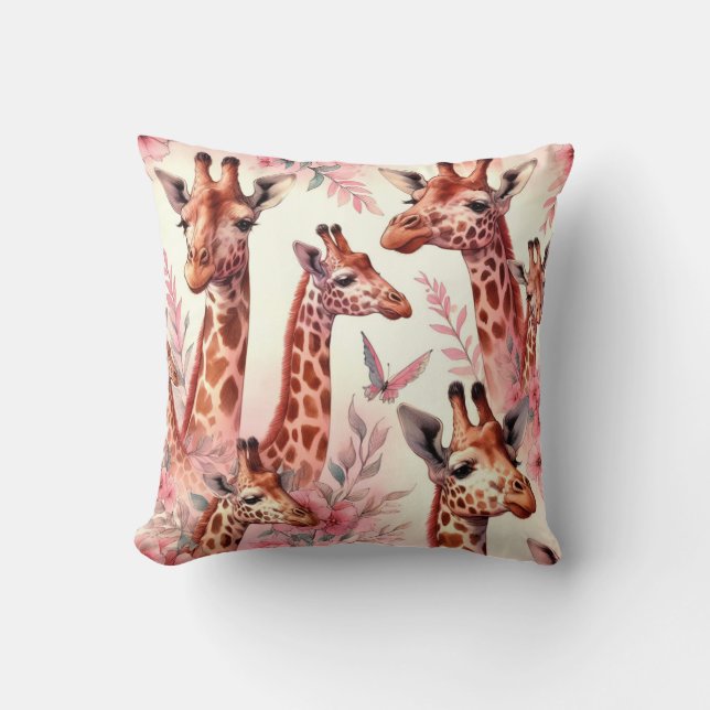 Coussin Giraffe à l'aquarelle (Recto)