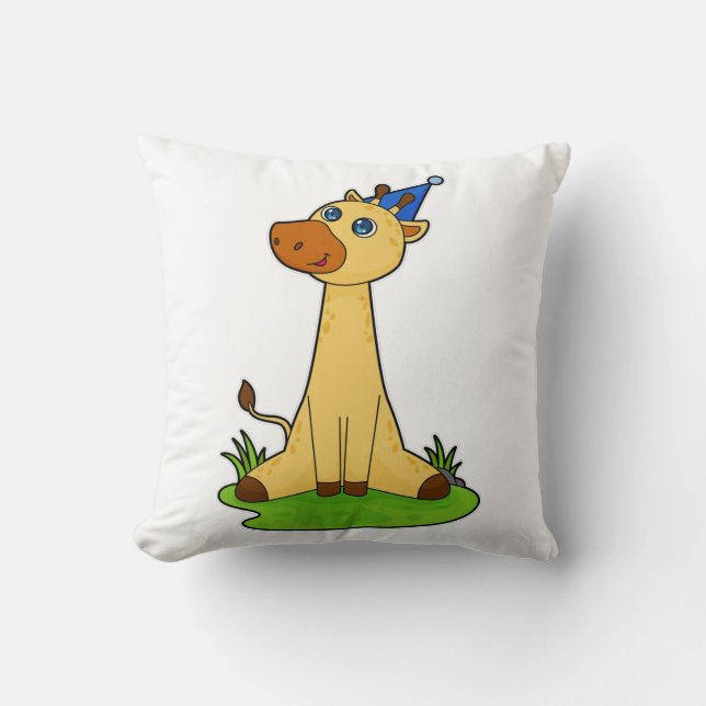 Coussin Giraffe avec casquette de fête (Recto)