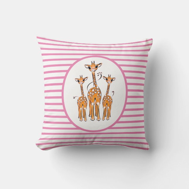 Coussin Giraffe Bébé mignonne, animaux de safari Jeter Ore (Recto)