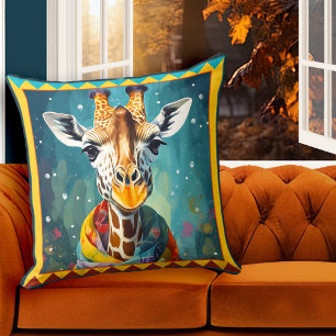 Coussin Giraffe colorée jolie art animal