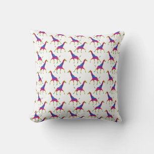 Coussin Giraffe de couleur arc-en-ciel