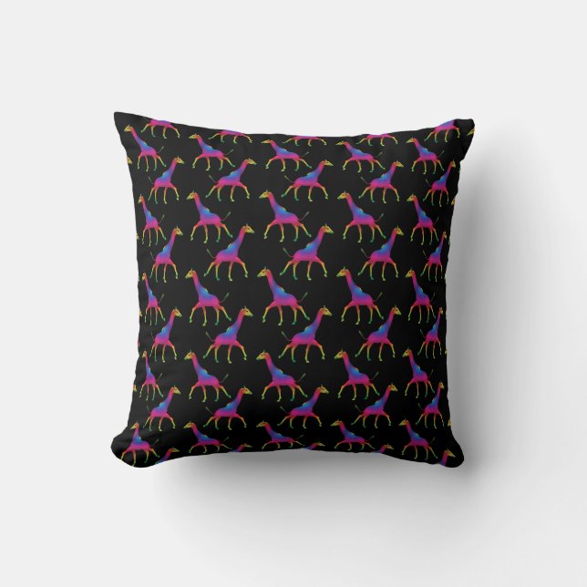 Coussin Giraffe de couleur arc-en-ciel (Recto)