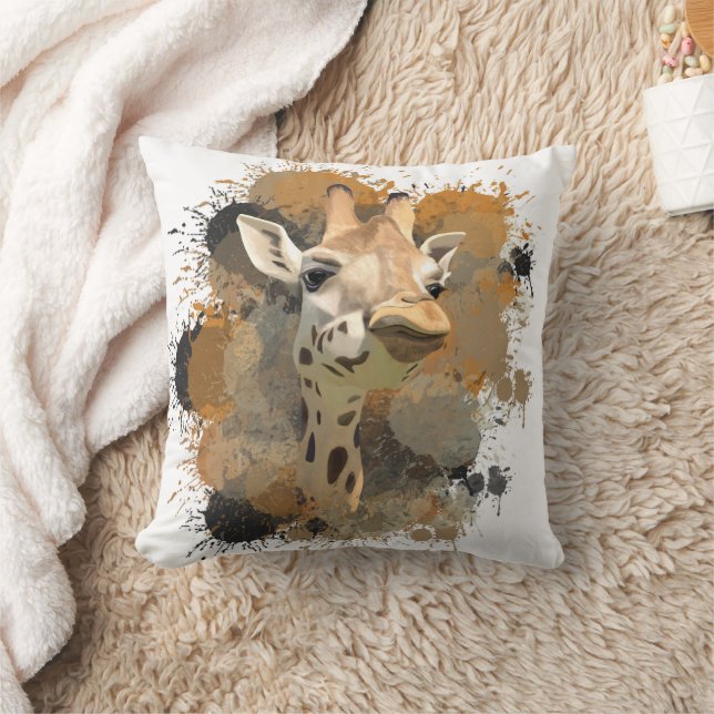 Coussin Giraffe de la faune africaine Abstraite peinture (Couverture)