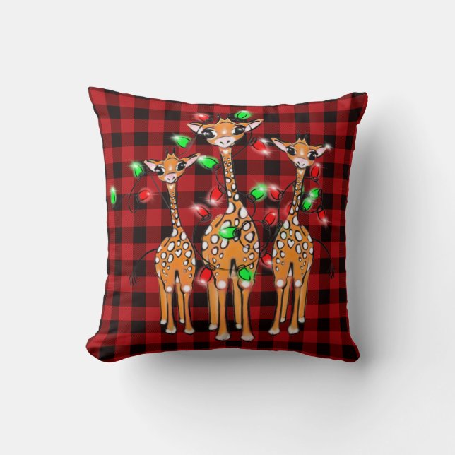 Coussin Giraffe de vacances, lumières scintillantes, plaid (Recto)
