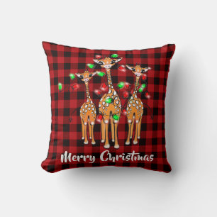 Coussin Giraffe de vacances, lumières scintillantes, plaid