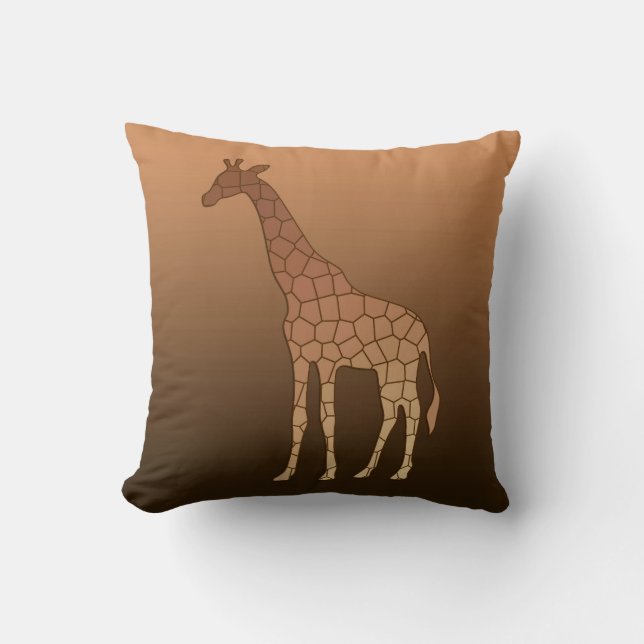 Coussin Giraffe géométrique moderne, cuivre et Brown (Recto)