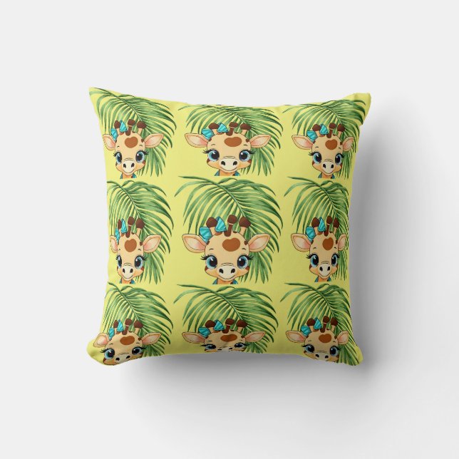 Coussin Giraffe in the Savanna Throw Pillow (Recto)