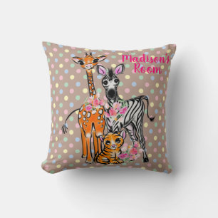 Coussin Giraffe mignonne, Zèbre, Tigre   Amis Safari Thro