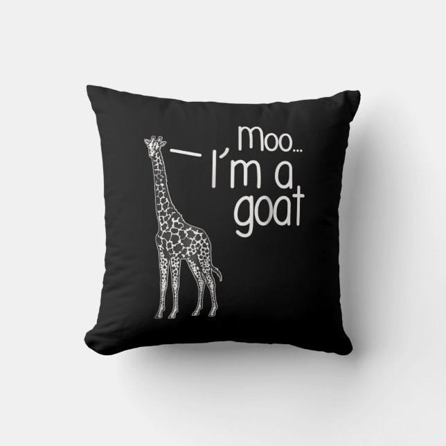 Coussin Giraffe Moo Je suis une chèvre (Recto)