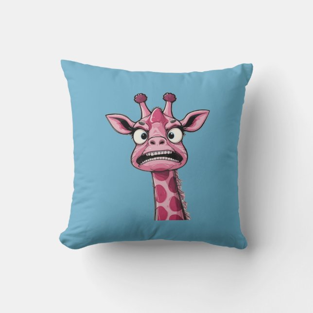 Coussin Giraffe rose du visage aigre (Recto)