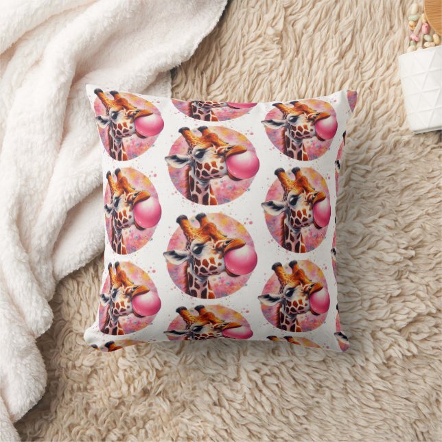 Coussin Giraffe soufflant Bubblegum Imprimer (Couverture)