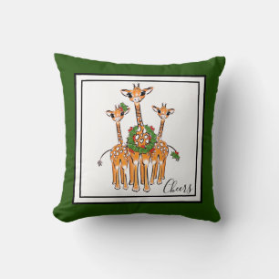 Coussin Giraffes de Vacances - couronne rouge et verte Hol