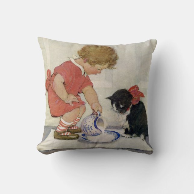 Coussin Girl and Kitten, Jessie Willcox Smith (Recto)