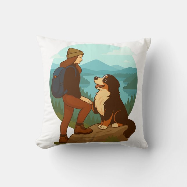 Coussin Girl and Mountain Dog Adventure Illustration (Recto)
