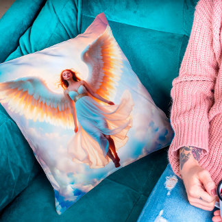 Coussin Girl ange religieux christian vol imaginaire art