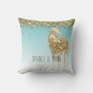Coussin Girl Aqua Gold Confetti Parties scintillant Unicor