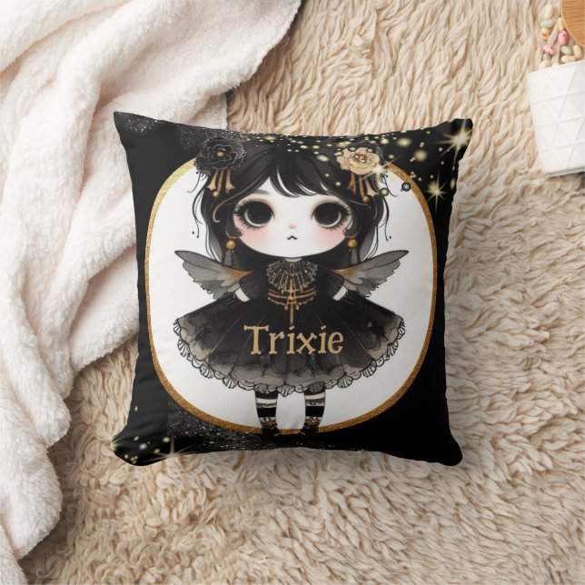 Coussin Girl Goth Cute Décor Personnalisé Cadeau Gothique  (Couverture)