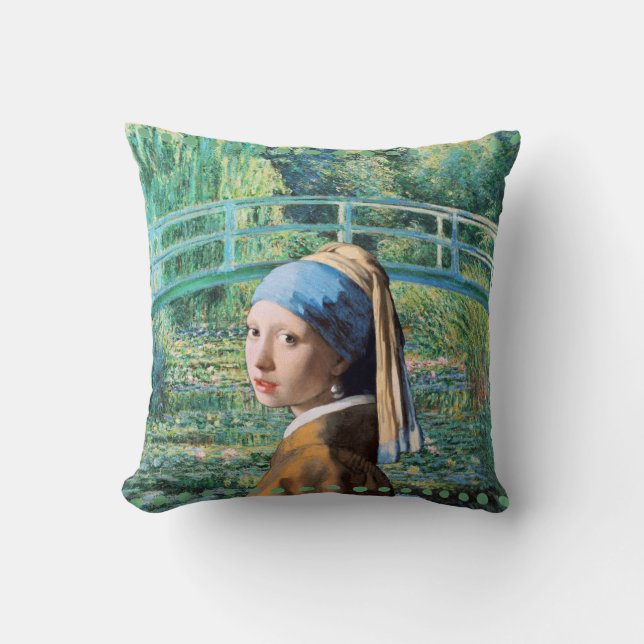 Coussin Girl with Pearl Earring Water Lily Pond (Recto)