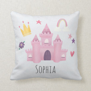 Coussin Girls Pink Princess Castle et Crown Kids Nursery