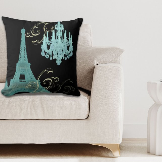 Coussin girly chic retro mode paris eiffel tower (girly chic retro fashion paris eiffel tower throw pillow)