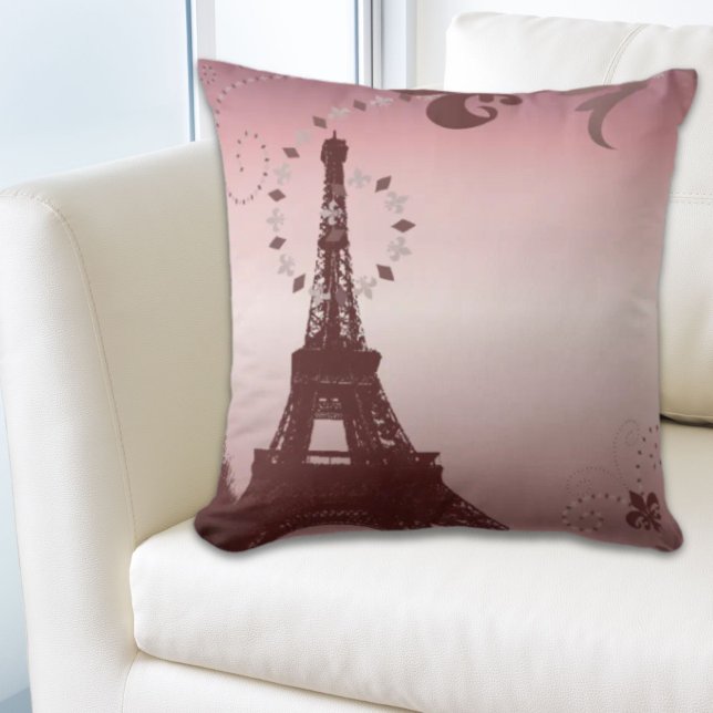 Coussin girly chic retro mode paris eiffel tower (girly chic retro fashion paris eiffel tower throw pillow)