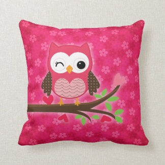 Coussin Girly mignon de hibou de roses indien personnalisé